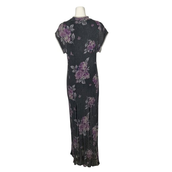 Free People Elaine Maxi Dress XS Floral Knit Distressed Hem Oversized Bohemian - Picture 13 of 14